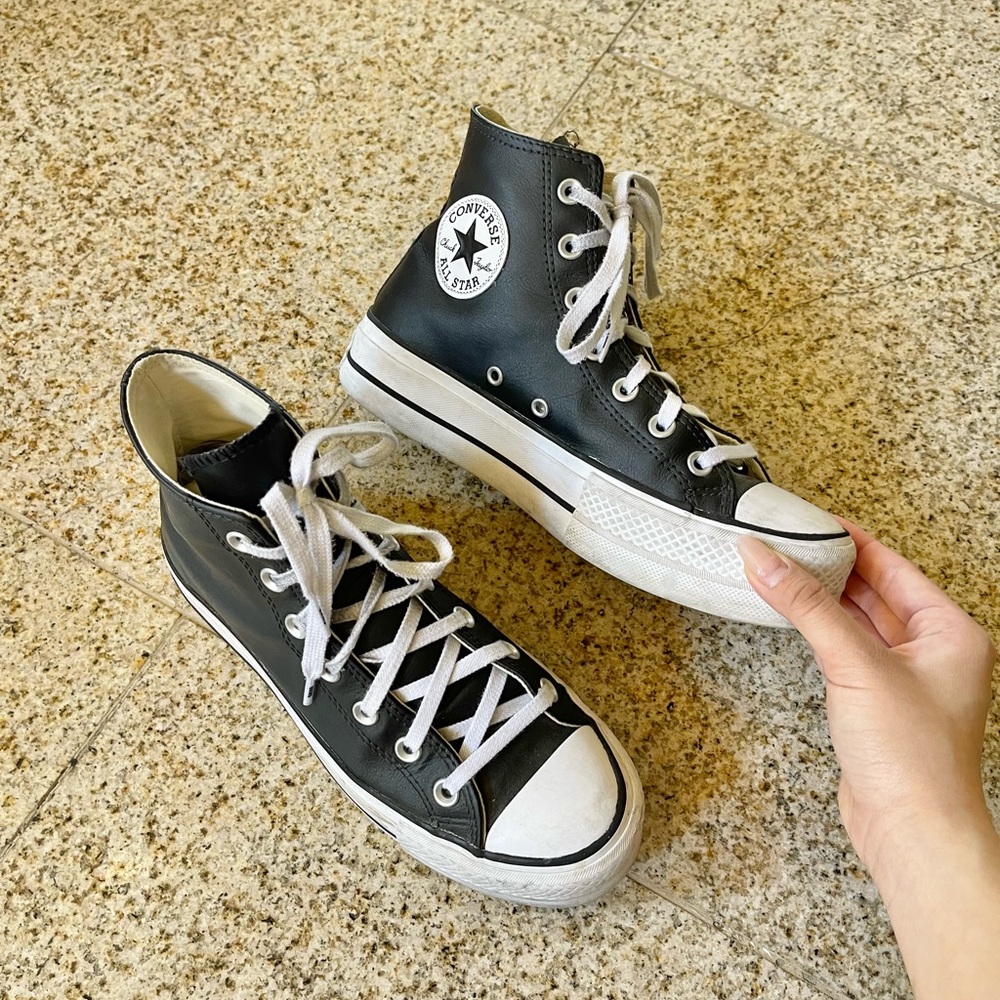 Converse Charcoal High-Top Platform Shoes